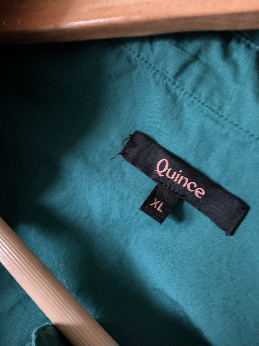QUINCE Oversized Teal Tiered Shirt Dress - - Picture 4 of 5